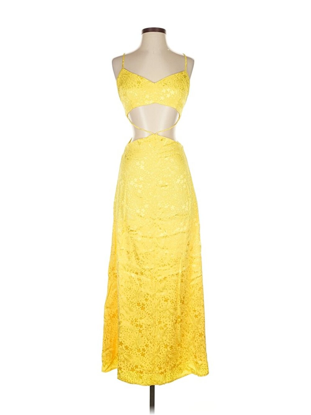 AFRM Yellow Cutout Cocktail Maxi Dress